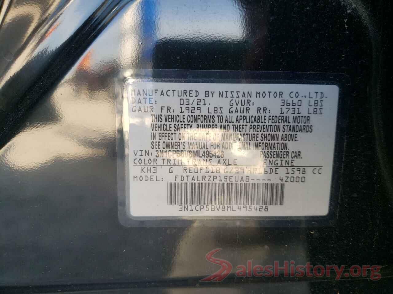 3N1CP5BV8ML495428 2021 NISSAN KICKS