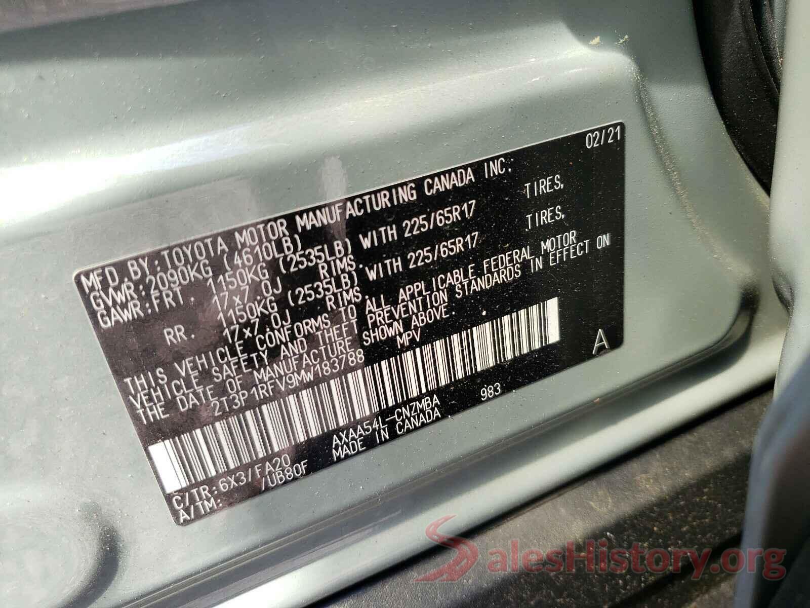 2T3P1RFV9MW183788 2021 TOYOTA RAV4