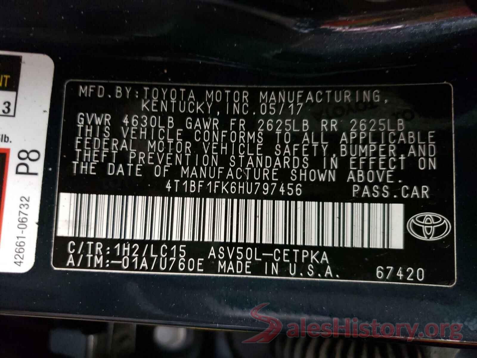 4T1BF1FK6HU797456 2017 TOYOTA CAMRY