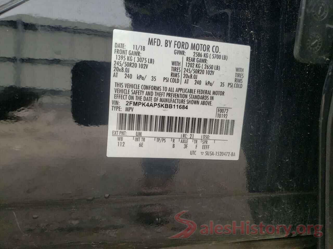 2FMPK4AP5KBB11684 2019 FORD EDGE