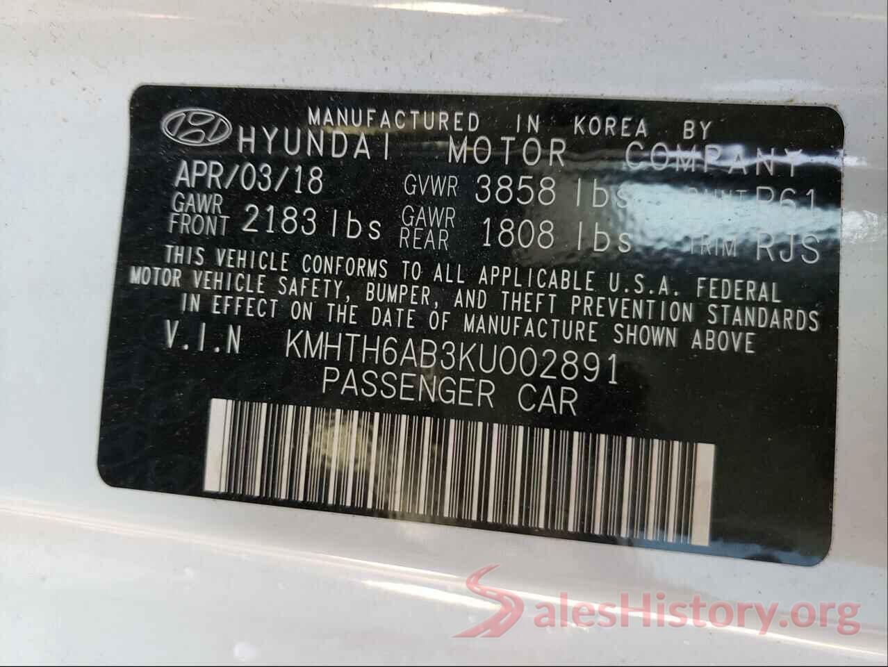 KMHTH6AB3KU002891 2019 HYUNDAI VELOSTER