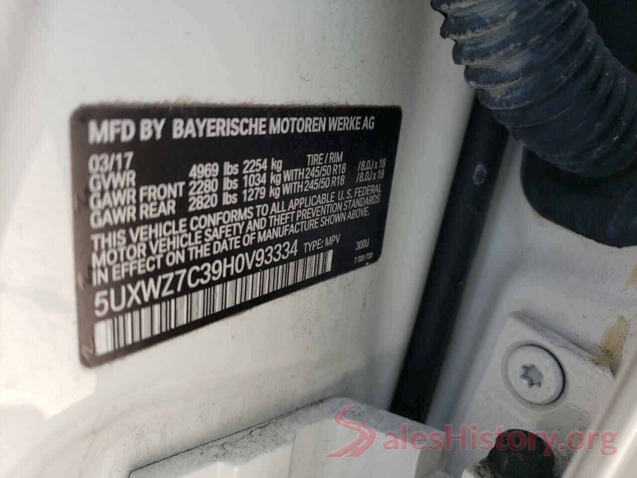 5UXWZ7C39H0V93334 2017 BMW X3