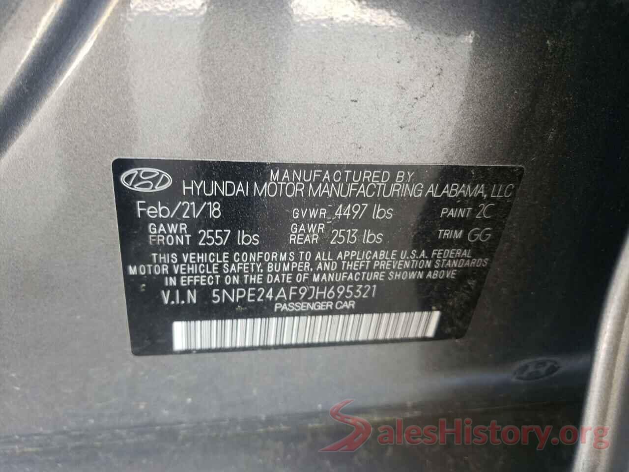 5NPE24AF9JH695321 2018 HYUNDAI SONATA