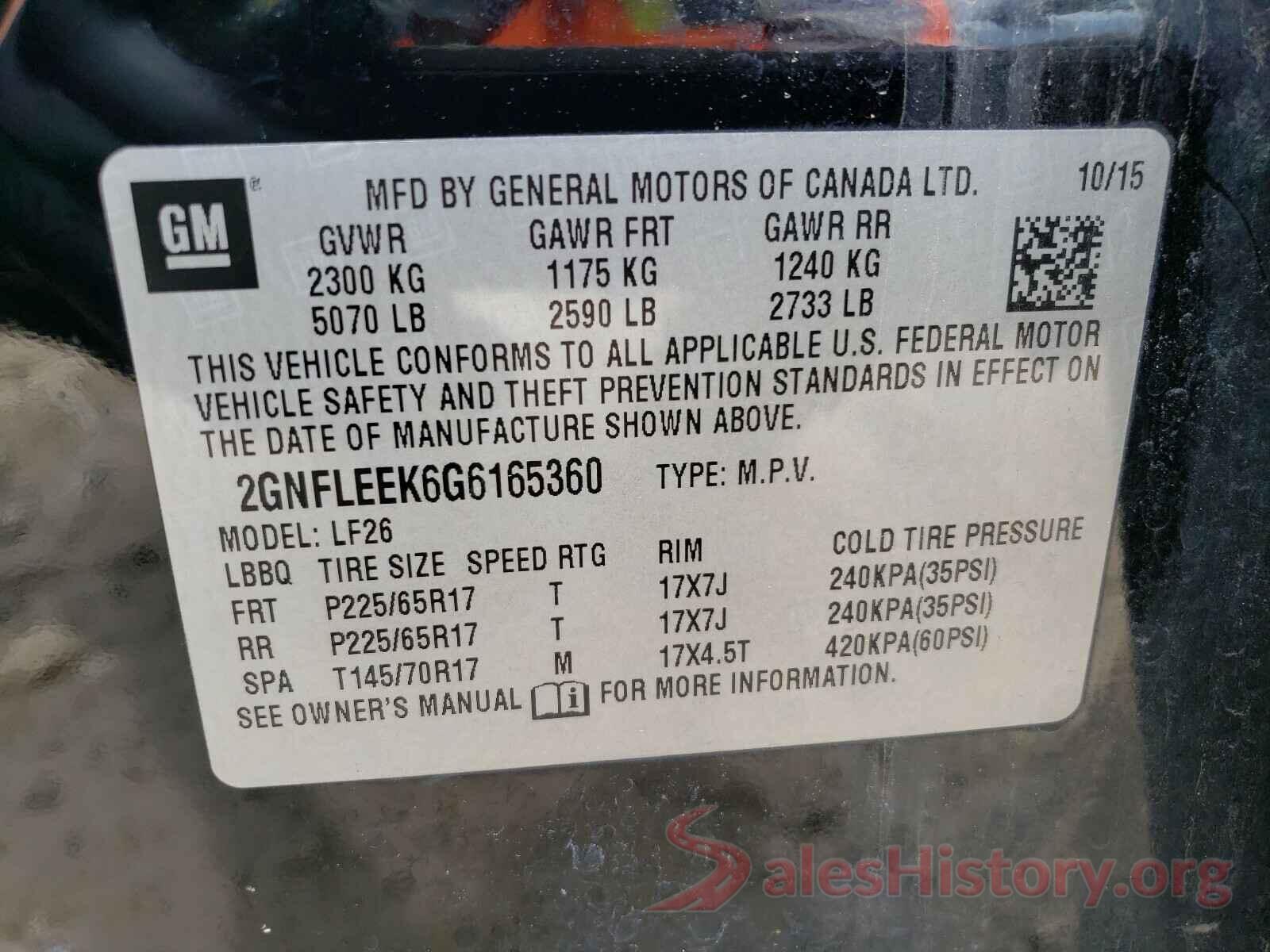 2GNFLEEK6G6165360 2016 CHEVROLET EQUINOX