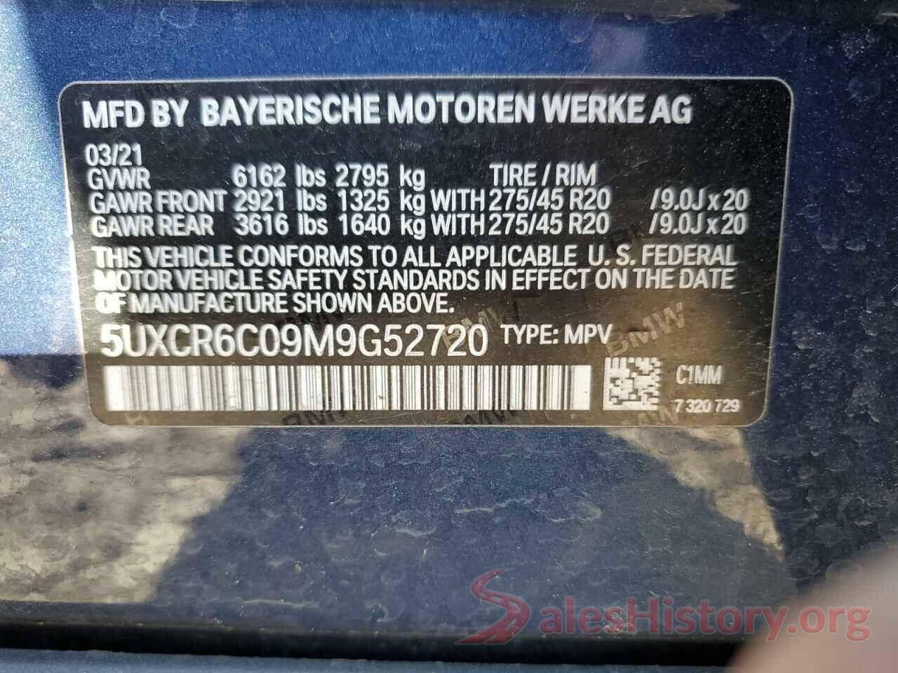 5UXCR6C09M9G52720 2021 BMW X5