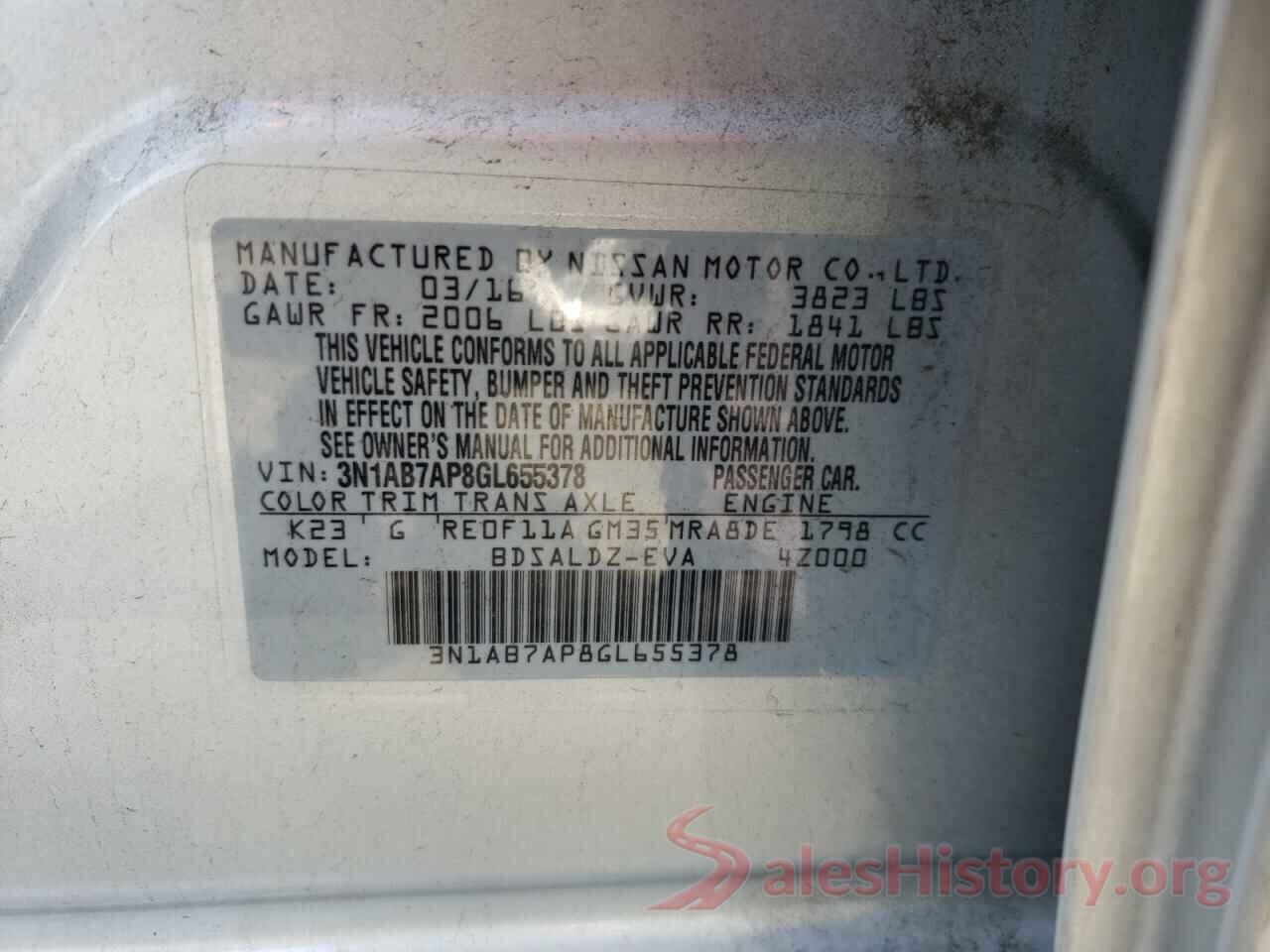 3N1AB7AP8GL655378 2016 NISSAN SENTRA