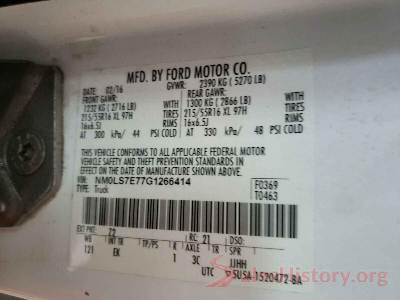 NM0LS7E77G1266414 2016 FORD TRANSIT CO