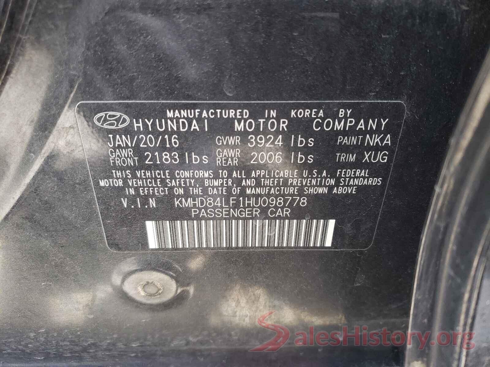 KMHD84LF1HU098778 2017 HYUNDAI ELANTRA