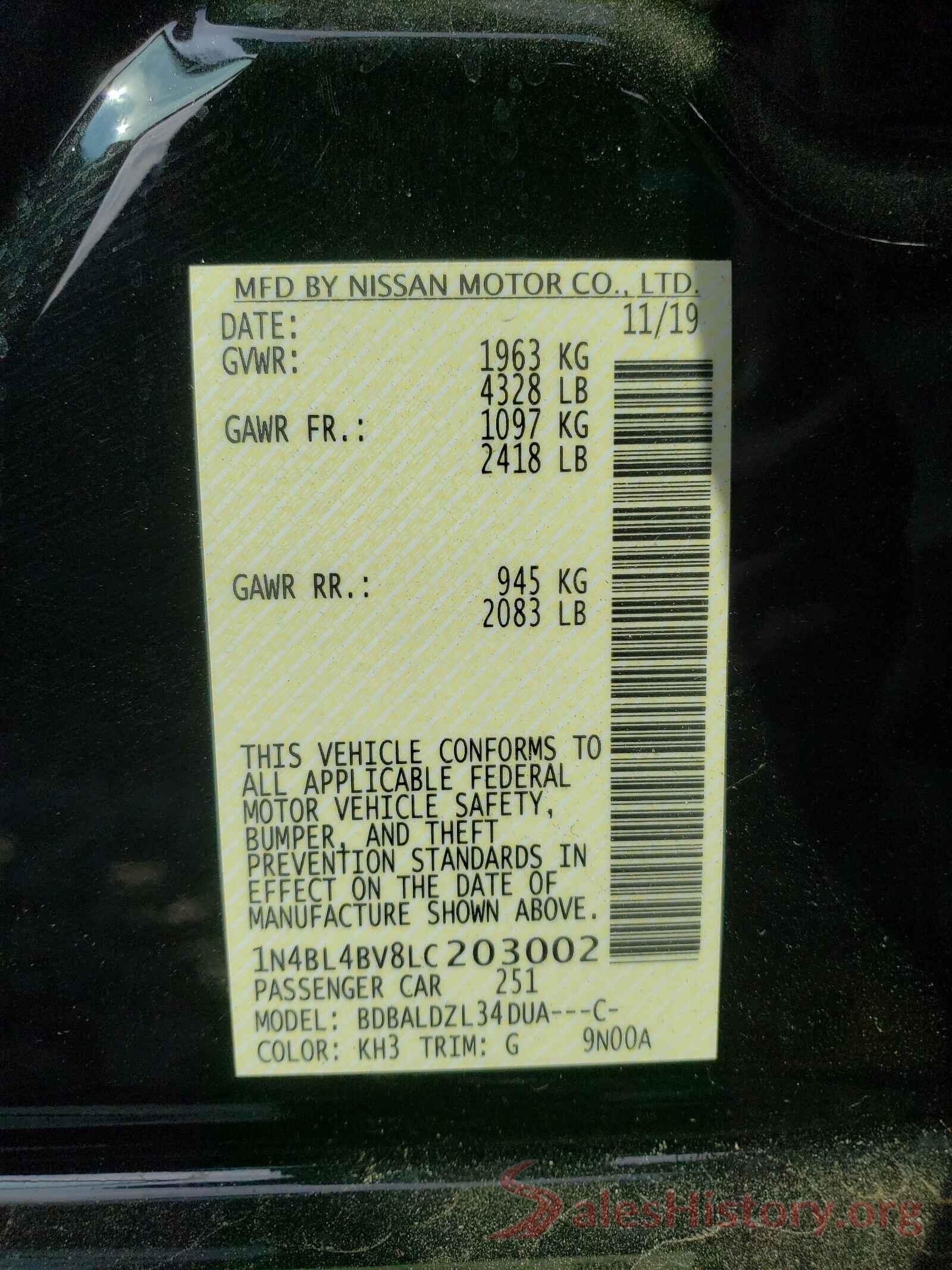 1N4BL4BV8LC203002 2020 NISSAN ALTIMA