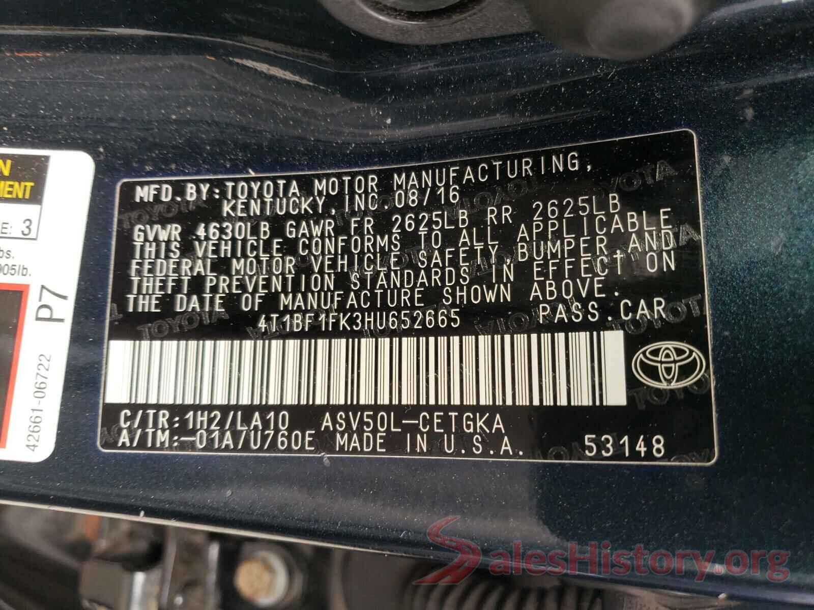 4T1BF1FK3HU652665 2017 TOYOTA CAMRY