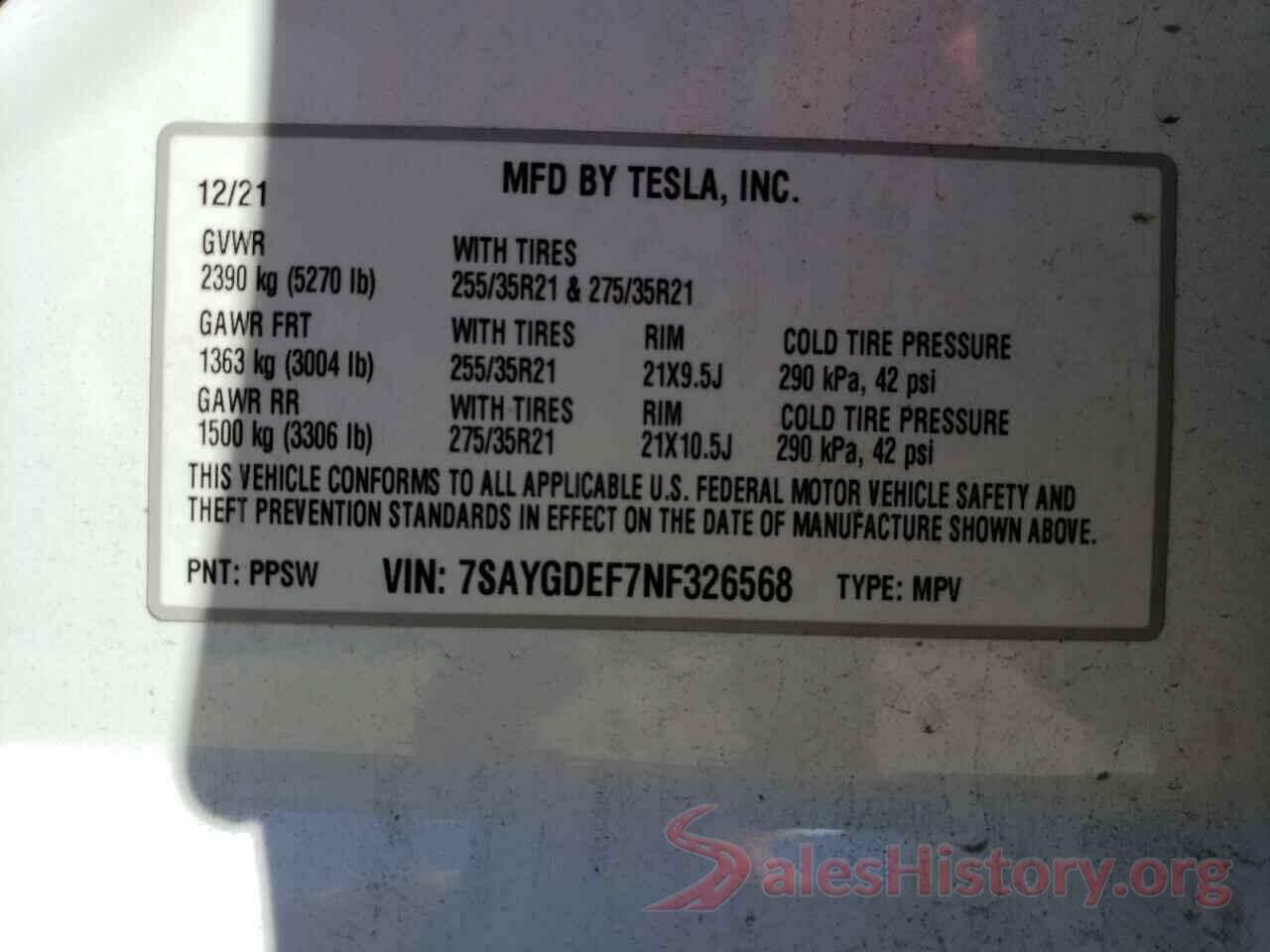 7SAYGDEF7NF326568 2022 TESLA MODEL Y