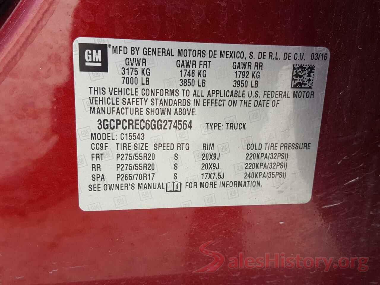 3GCPCREC6GG274564 2016 CHEVROLET SILVERADO