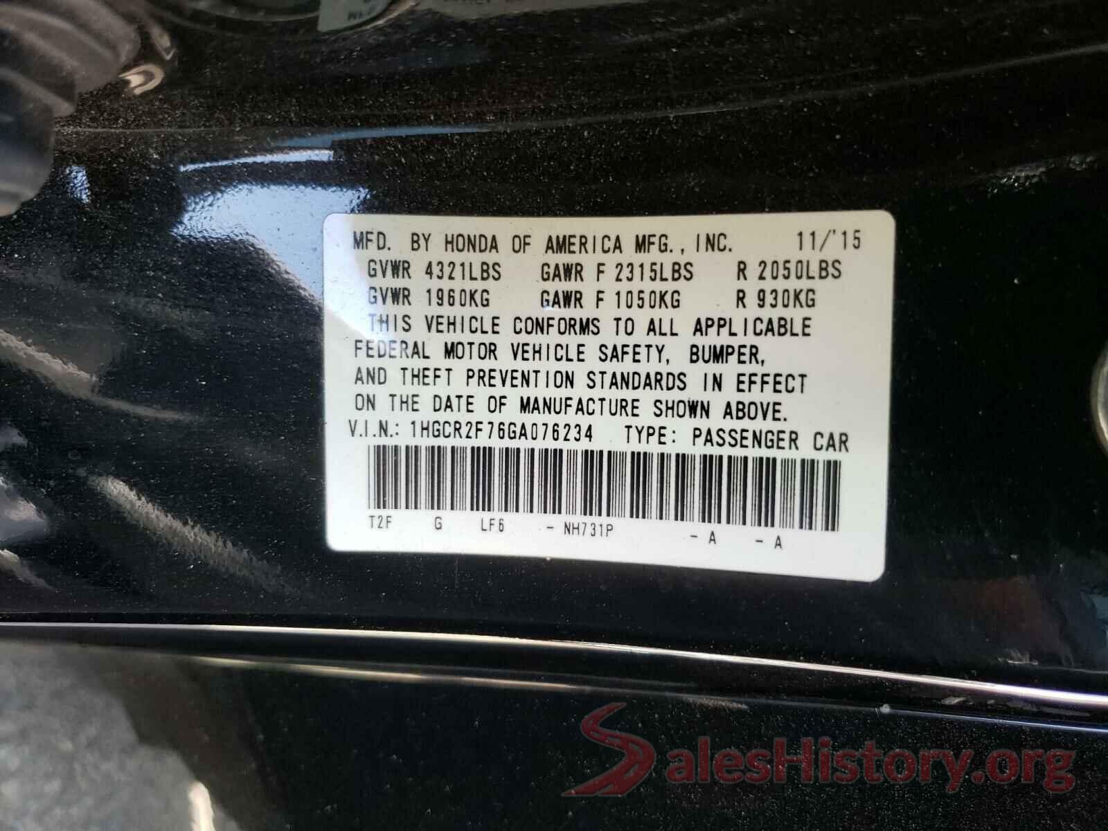 1HGCR2F76GA076234 2016 HONDA ACCORD