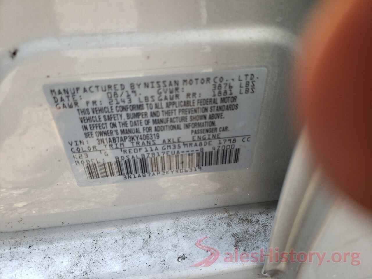 3N1AB7AP3KY406319 2019 NISSAN SENTRA