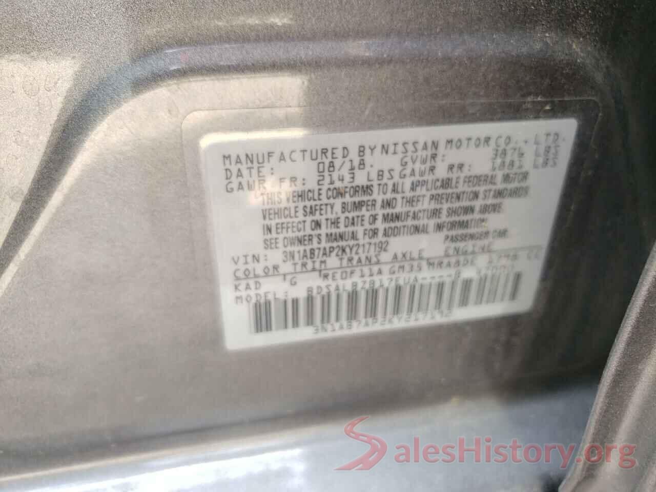 3N1AB7AP2KY217192 2019 NISSAN SENTRA