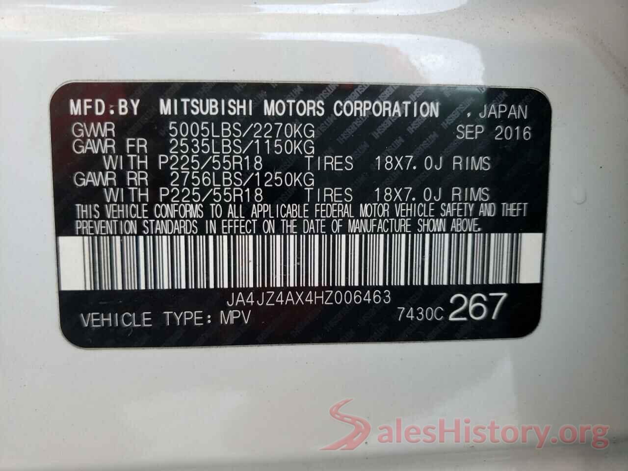 JA4JZ4AX4HZ006463 2017 MITSUBISHI OUTLANDER