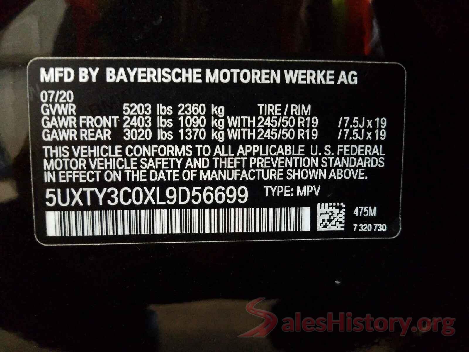 5UXTY3C0XL9D56699 2020 BMW X3