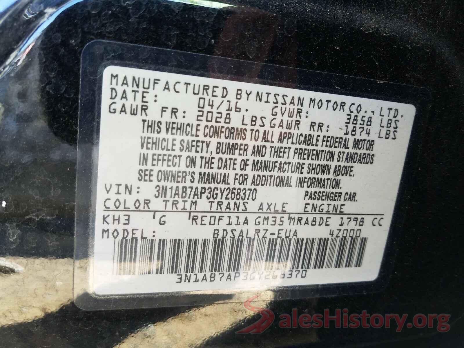 3N1AB7AP3GY268370 2016 NISSAN SENTRA