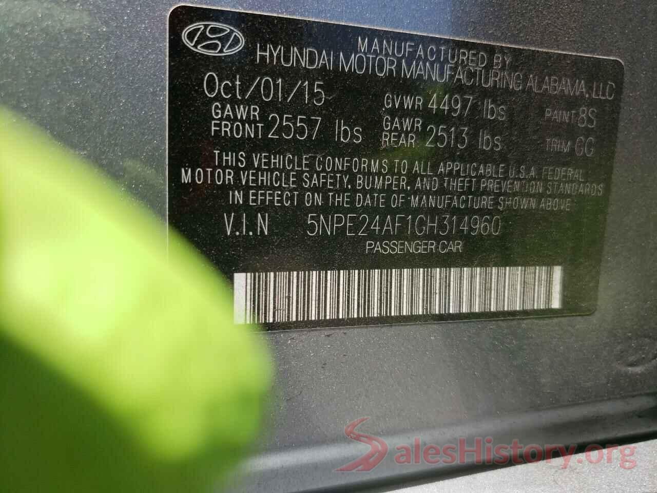 5NPE24AF1GH314960 2016 HYUNDAI SONATA