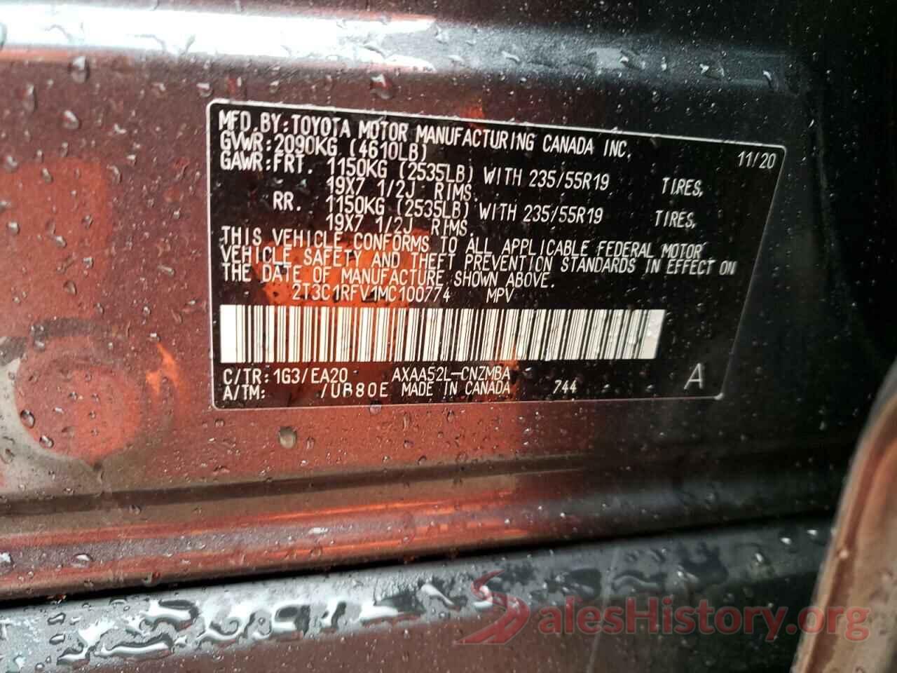 2T3C1RFV1MC100774 2021 TOYOTA RAV4