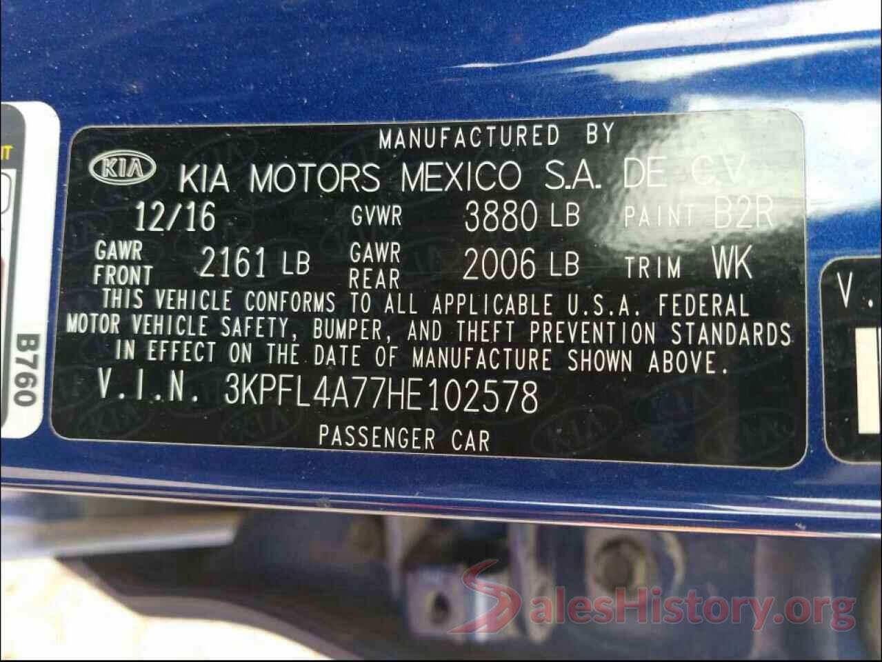 3KPFL4A77HE102578 2017 KIA FORTE