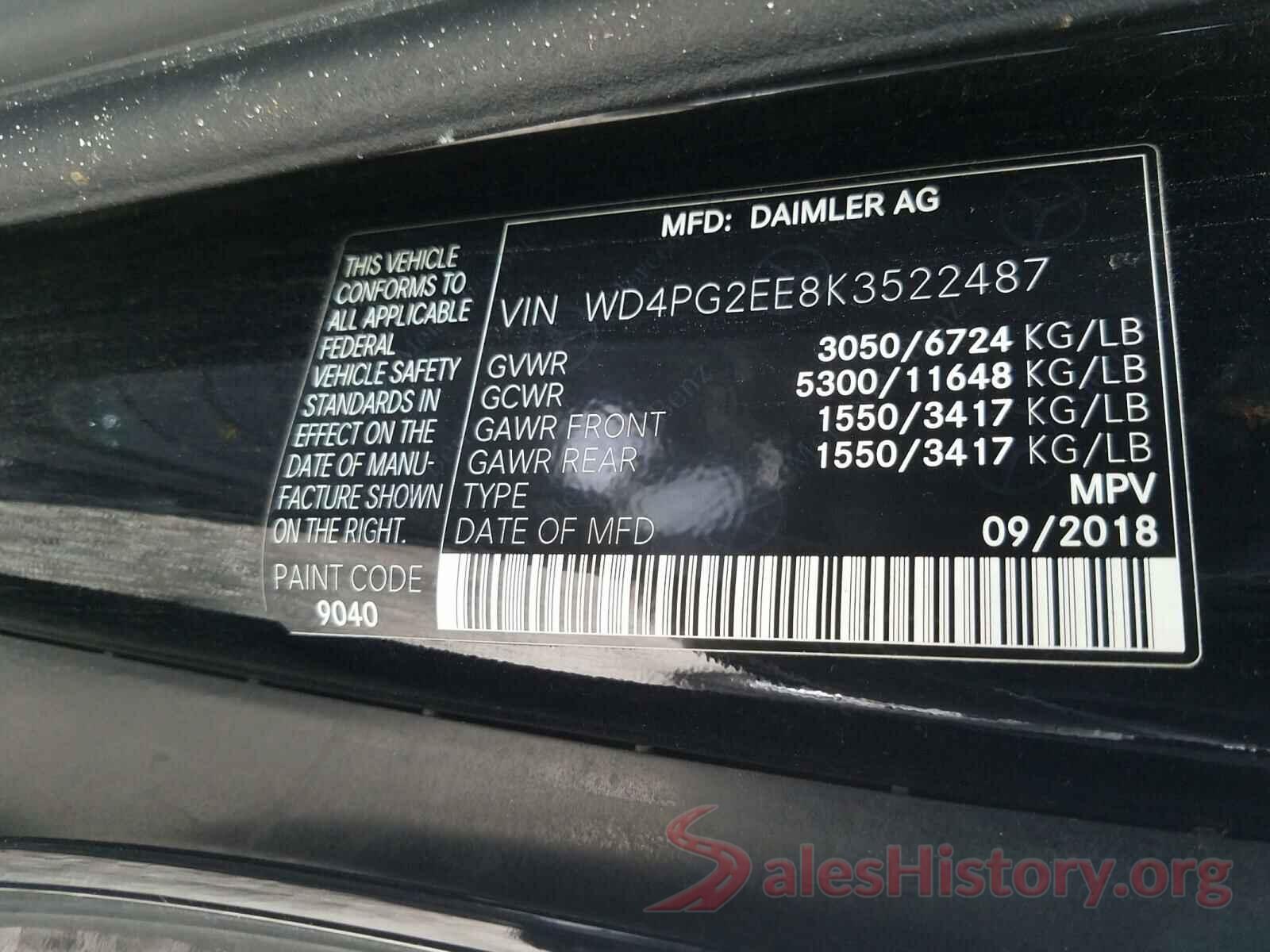 WD4PG2EE8K3522487 2019 MERCEDES-BENZ ALL OTHER