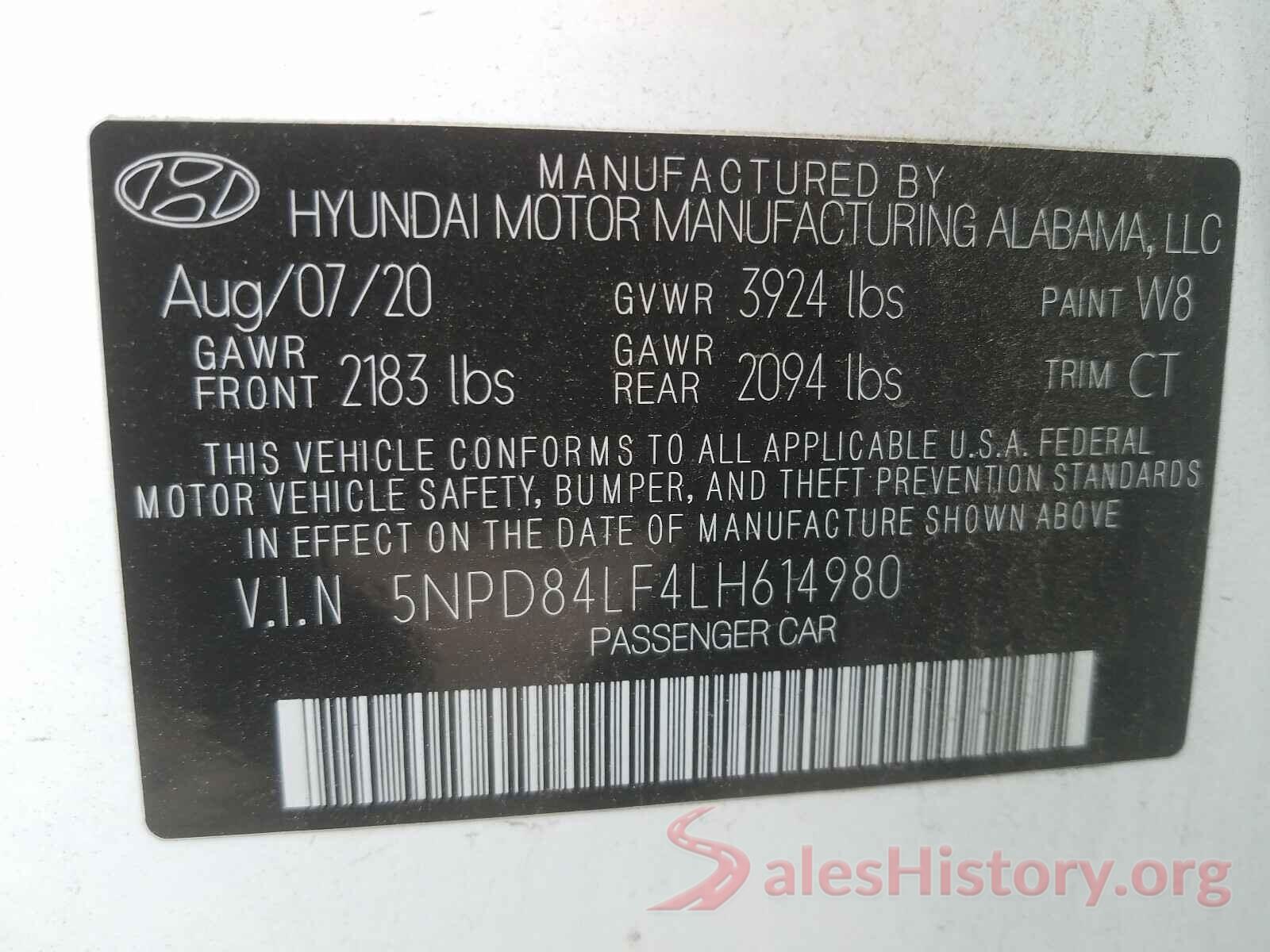 5NPD84LF4LH614980 2020 HYUNDAI ELANTRA