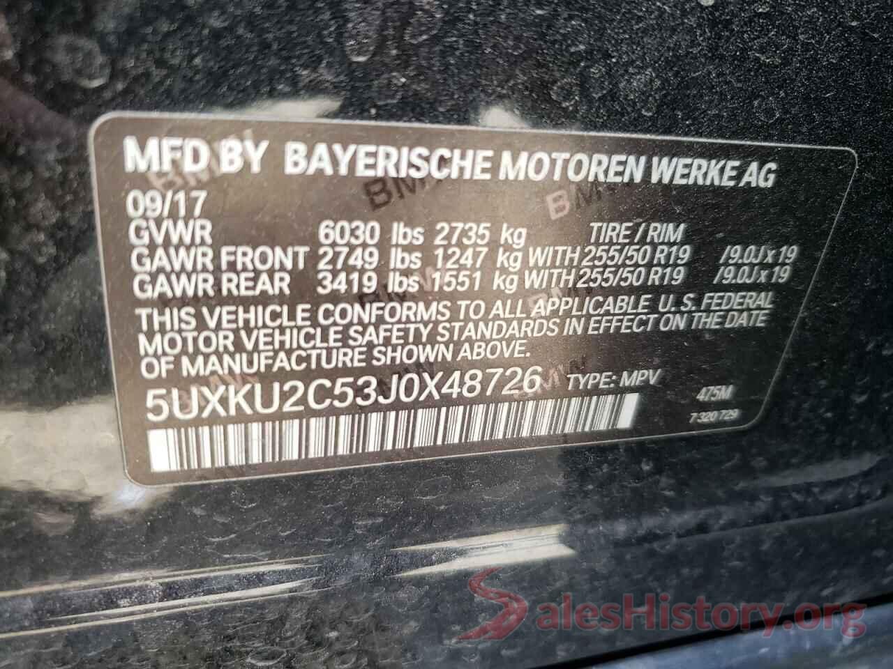 5UXKU2C53J0X48726 2018 BMW X6