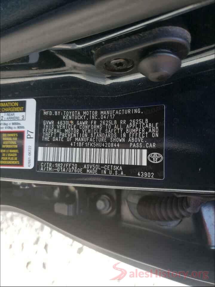 4T1BF1FK5HU420844 2017 TOYOTA CAMRY