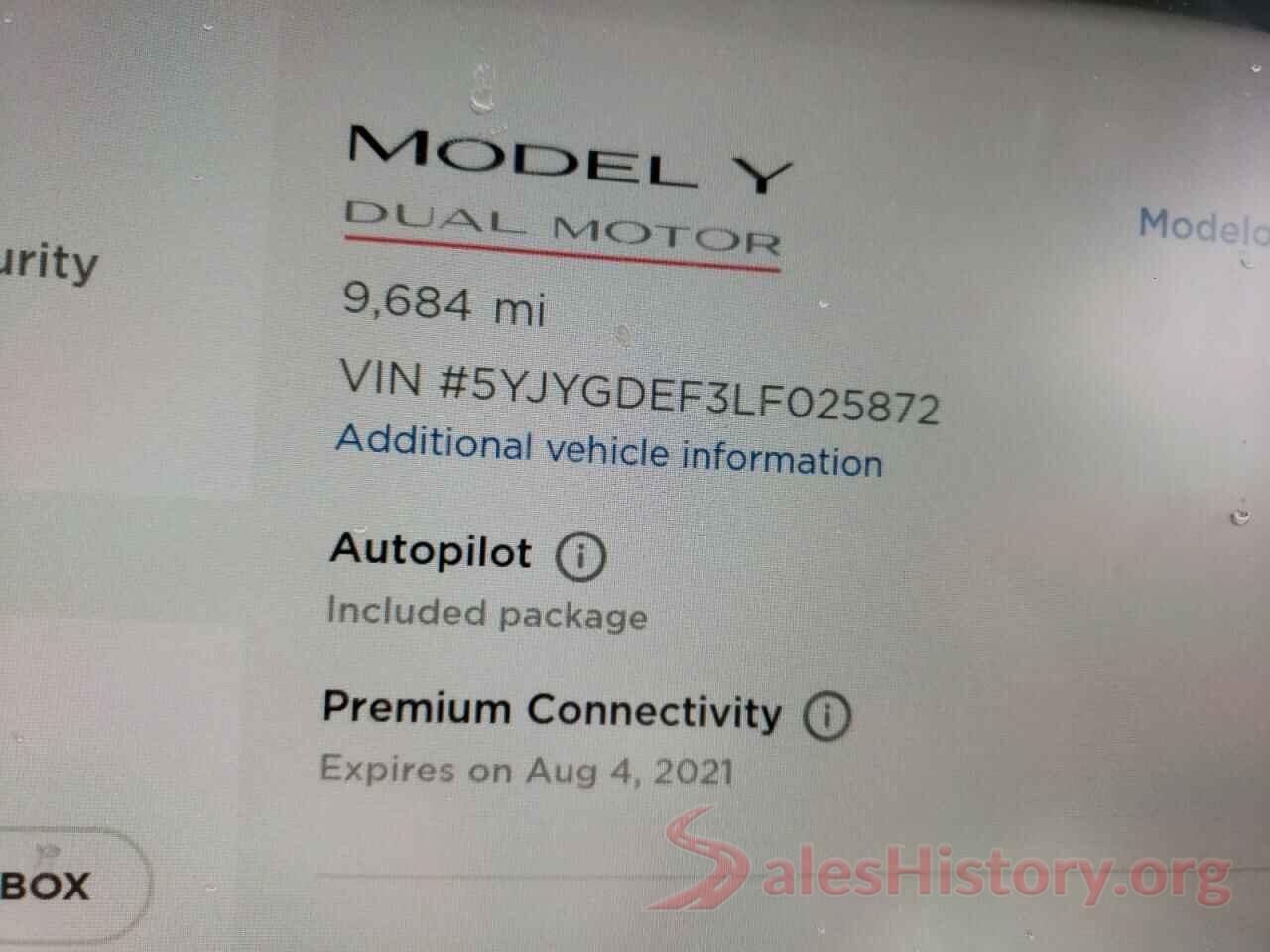 5YJYGDEF3LF025872 2020 TESLA MODEL Y