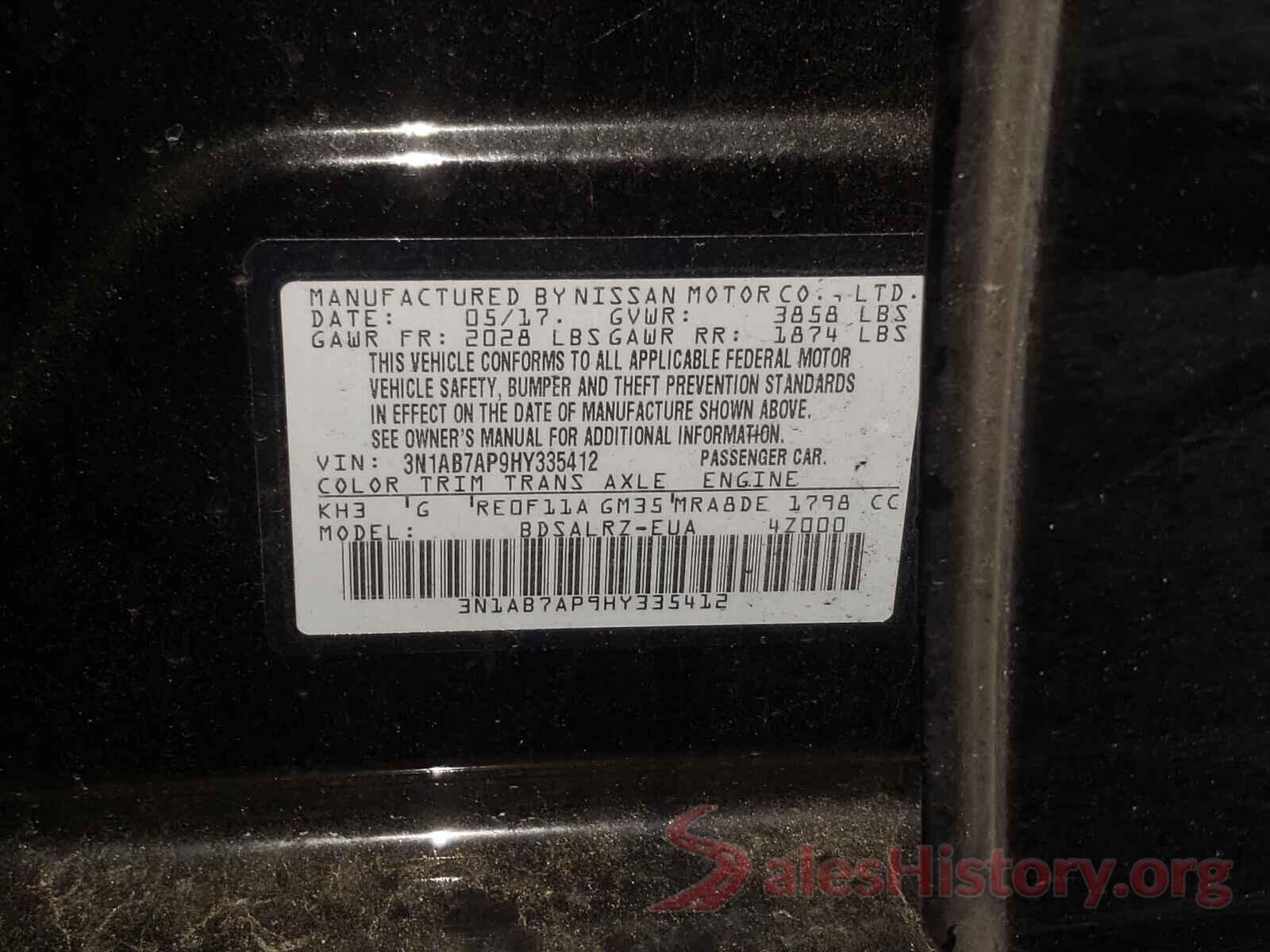 3N1AB7AP9HY335412 2017 NISSAN SENTRA