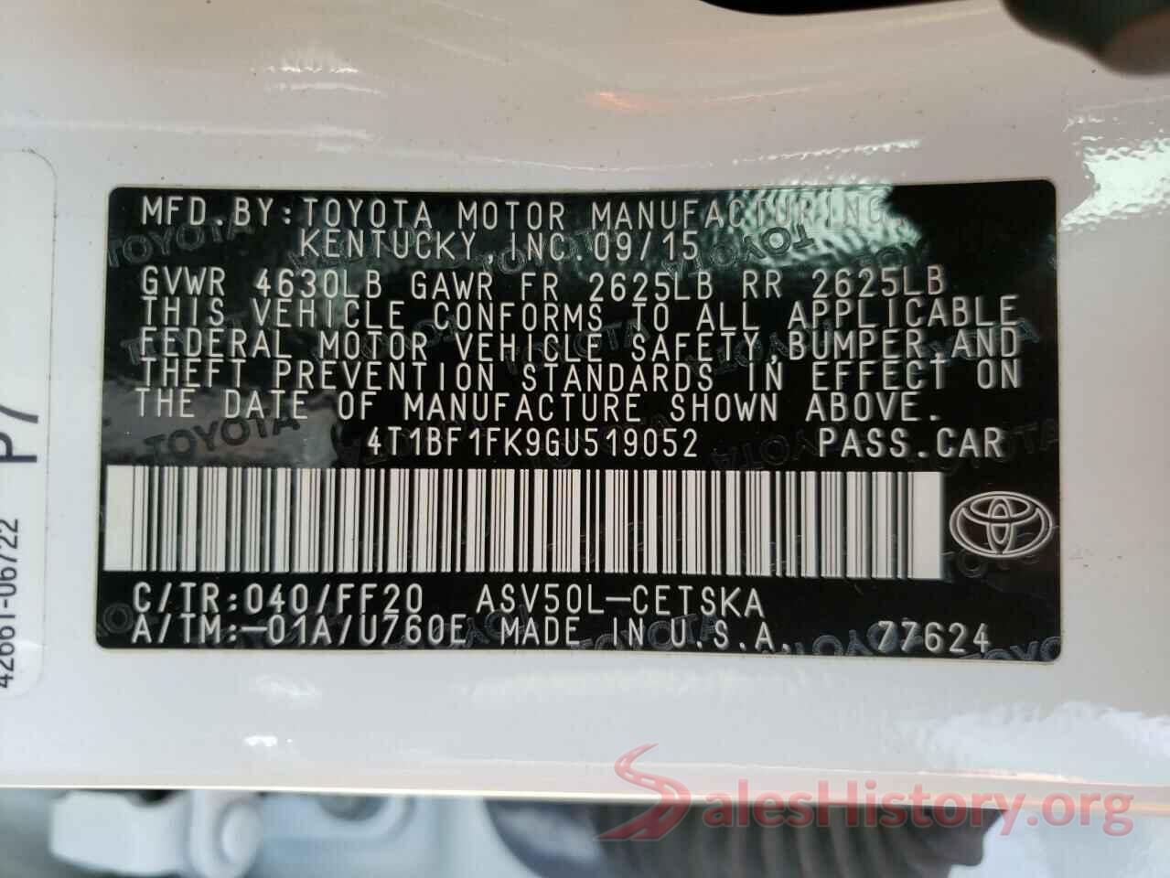 4T1BF1FK9GU519052 2016 TOYOTA CAMRY