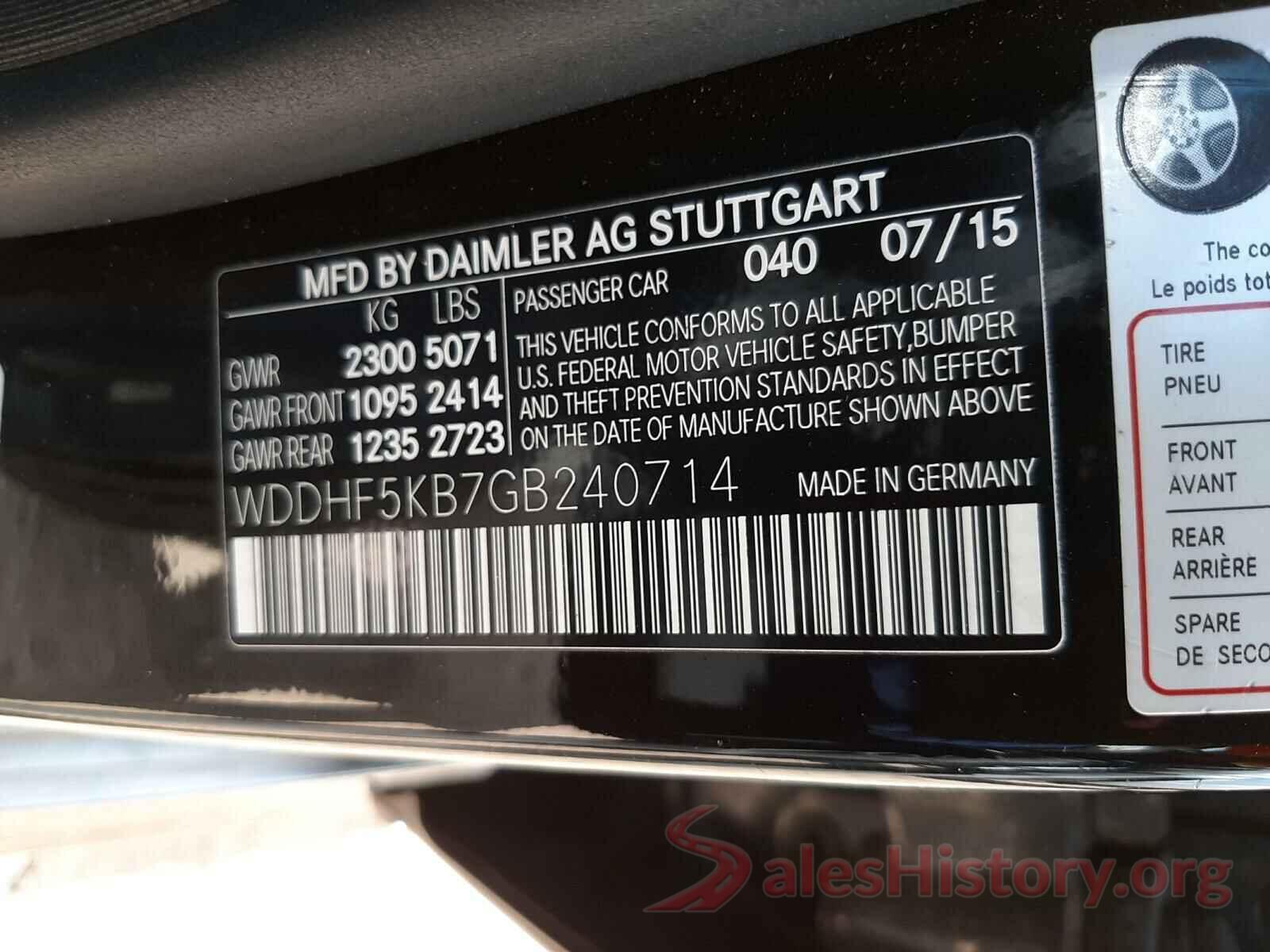 WDDHF5KB7GB240714 2016 MERCEDES-BENZ E CLASS