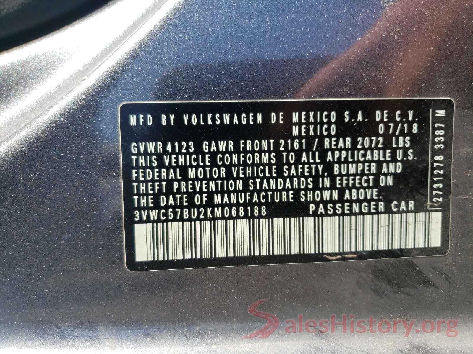 3VWC57BU2KM068188 2019 VOLKSWAGEN JETTA