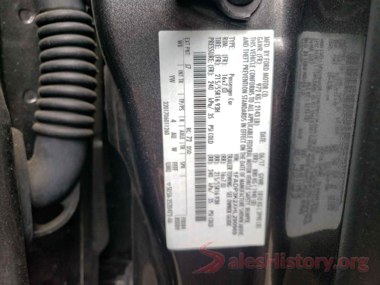 1FADP3K2XHL290969 2017 FORD FOCUS