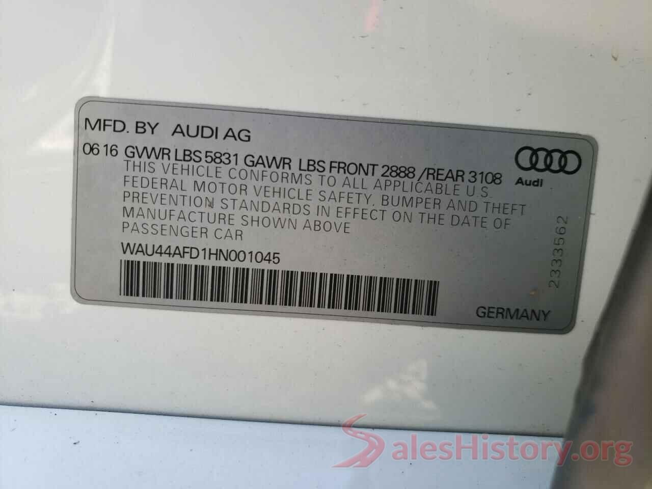 WAU44AFD1HN001045 2017 AUDI A8