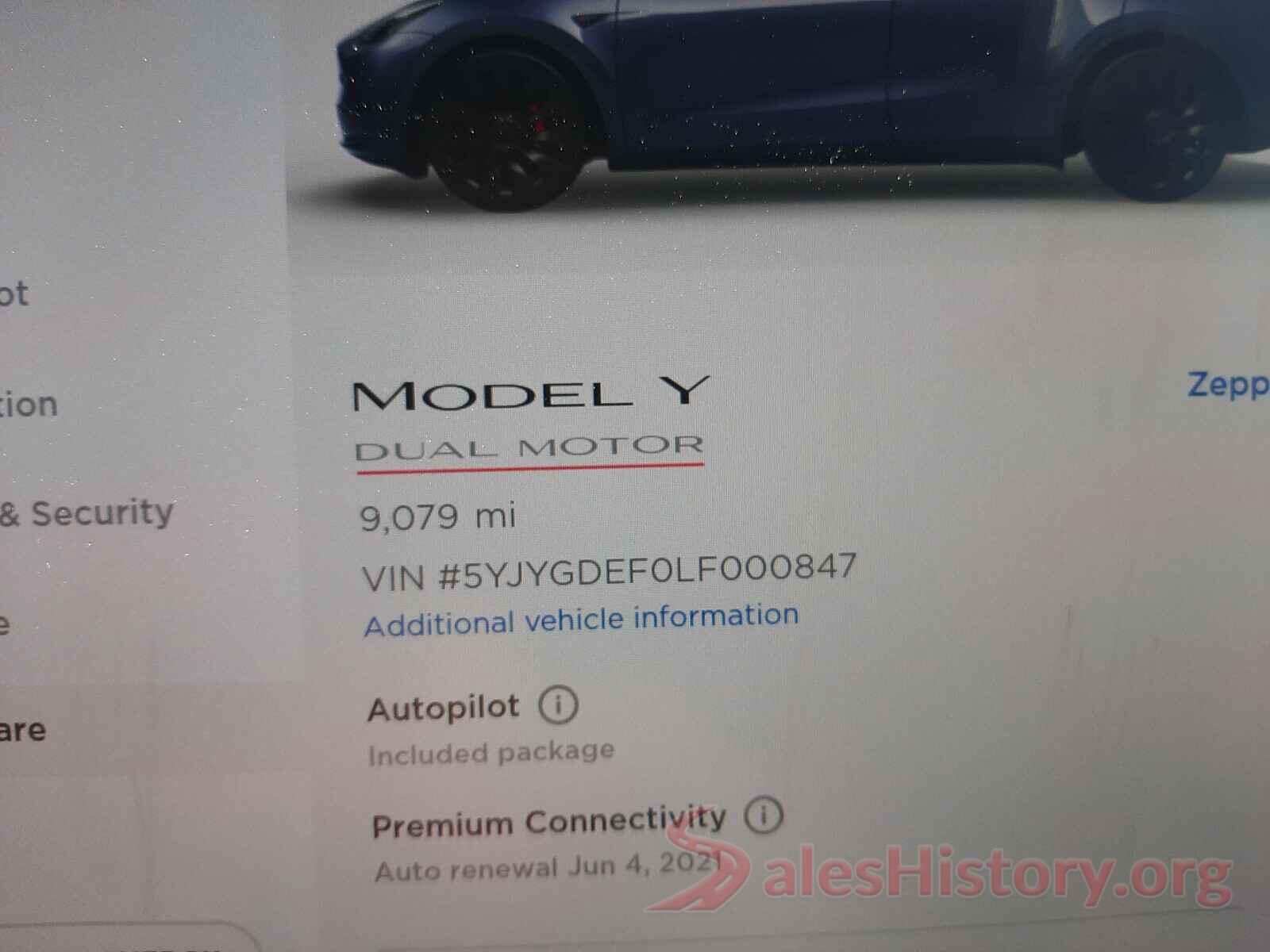 5YJYGDEF0LF000847 2020 TESLA MODEL Y