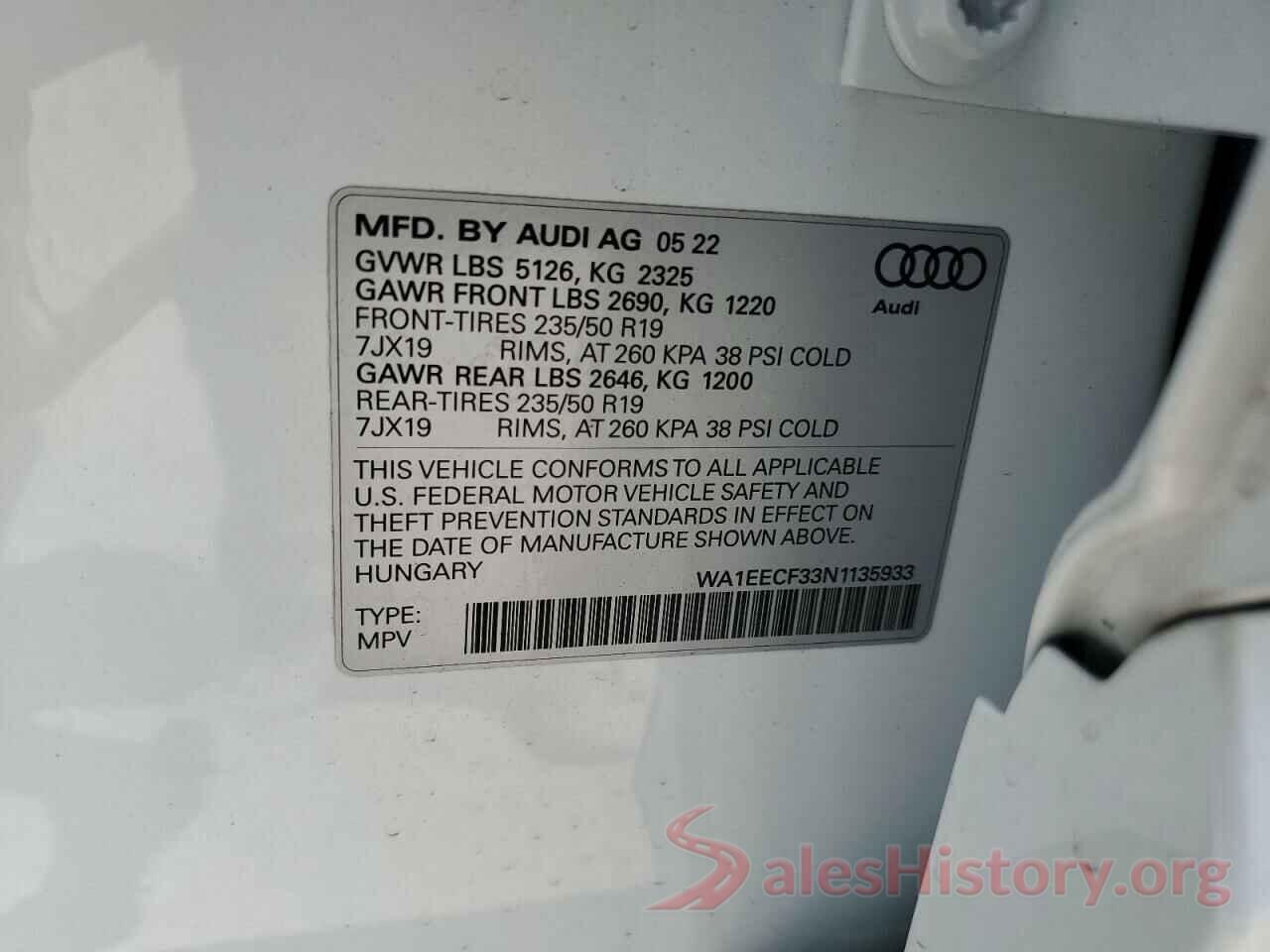 WA1EECF33N1135933 2022 AUDI Q3