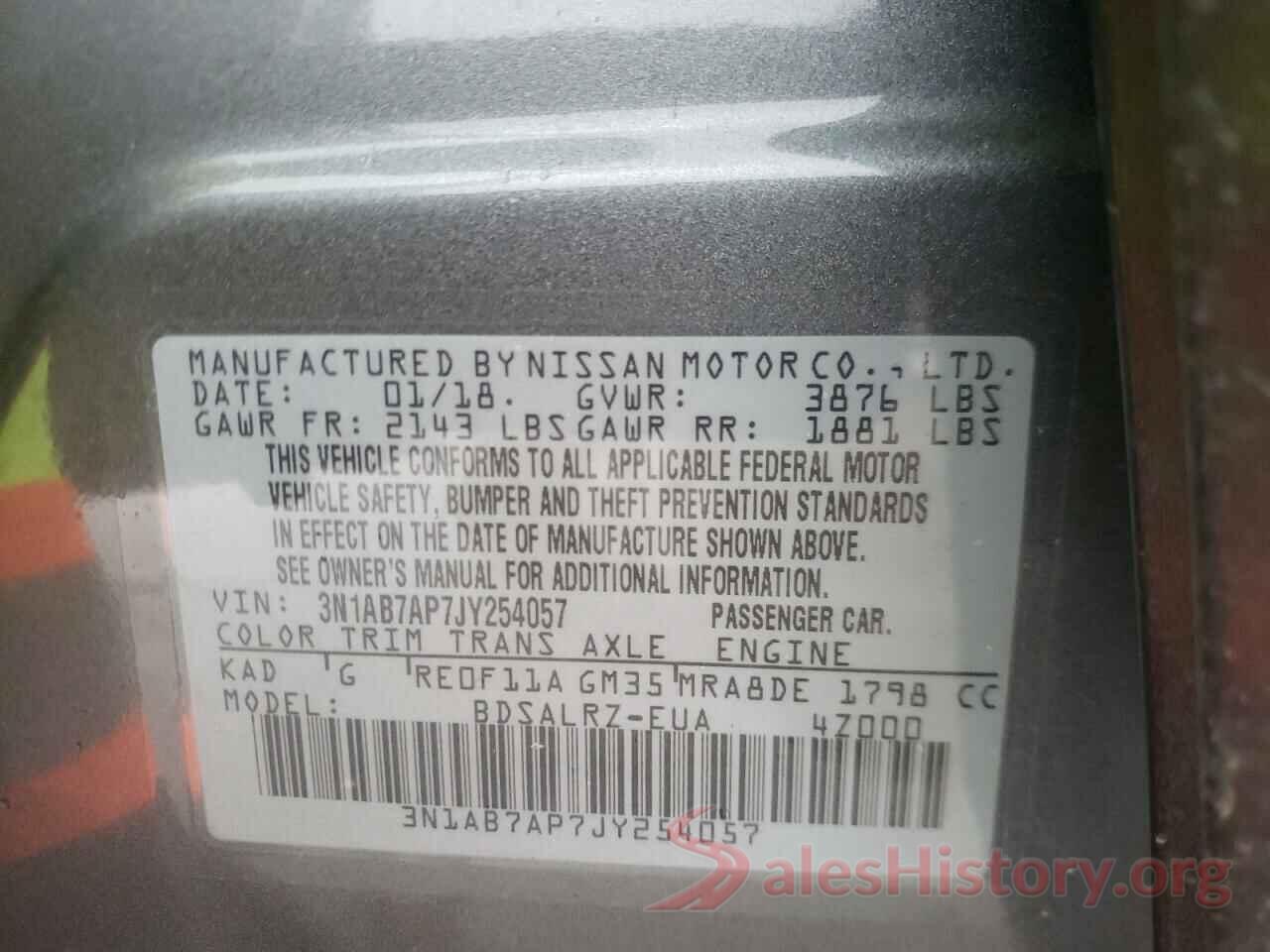 3N1AB7AP7JY254057 2018 NISSAN SENTRA