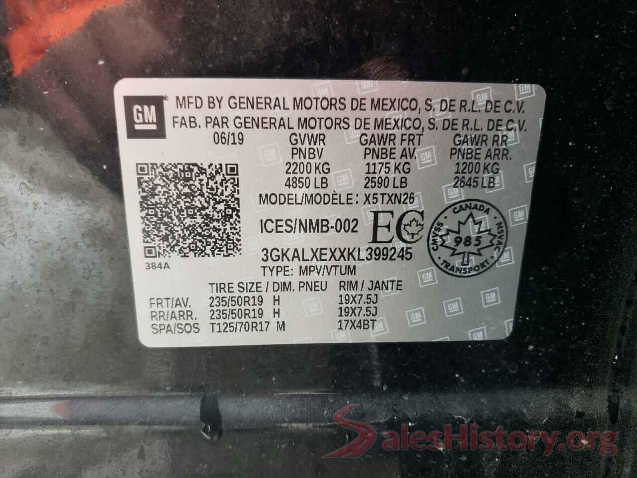 3GKALXEXXKL399245 2019 GMC TERRAIN