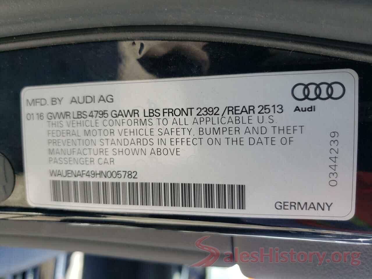 WAUENAF49HN005782 2017 AUDI A4