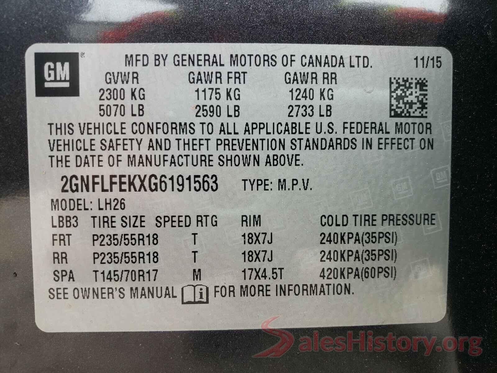 2GNFLFEKXG6191563 2016 CHEVROLET EQUINOX