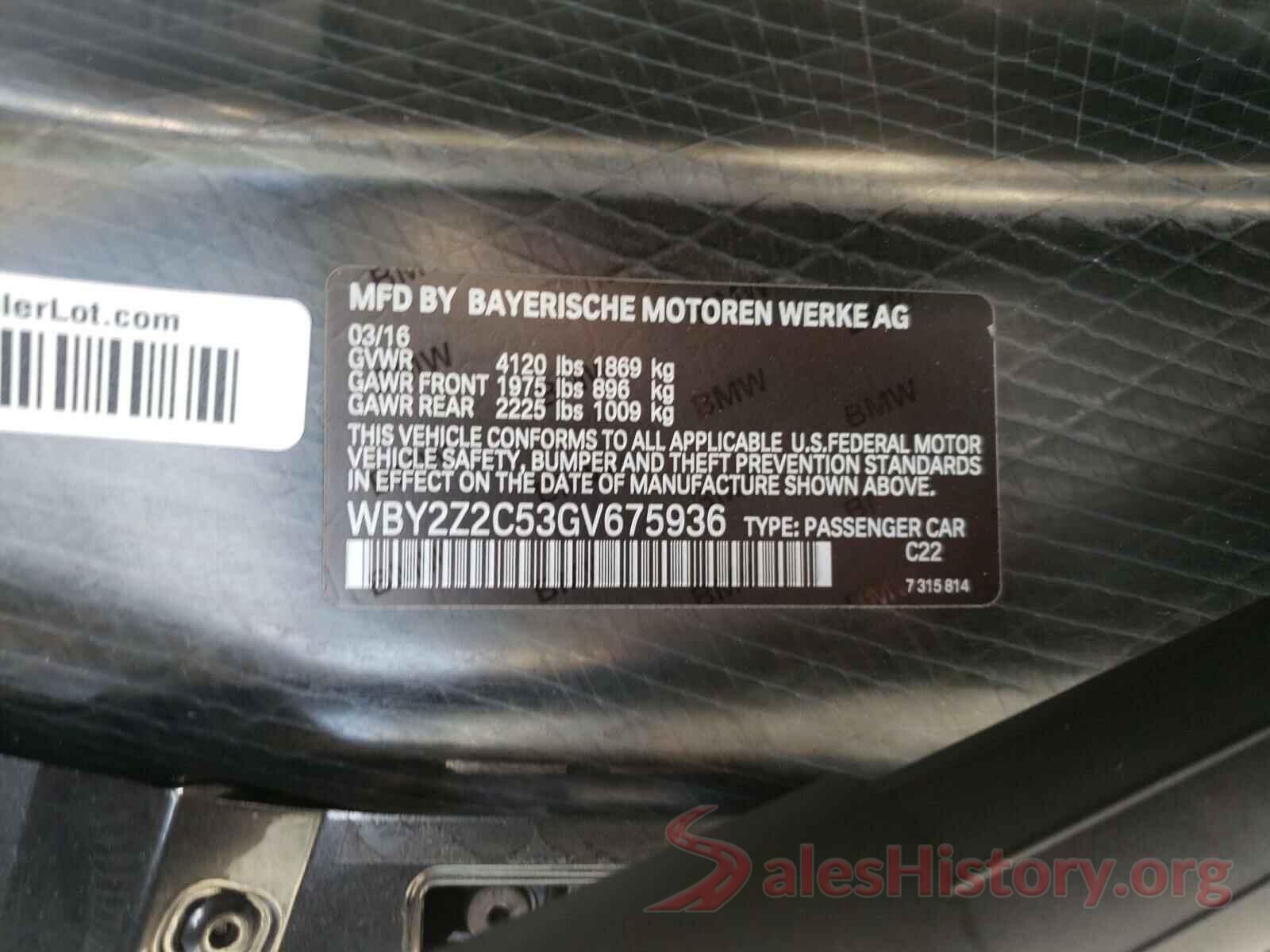 WBY2Z2C53GV675936 2016 BMW I SERIES