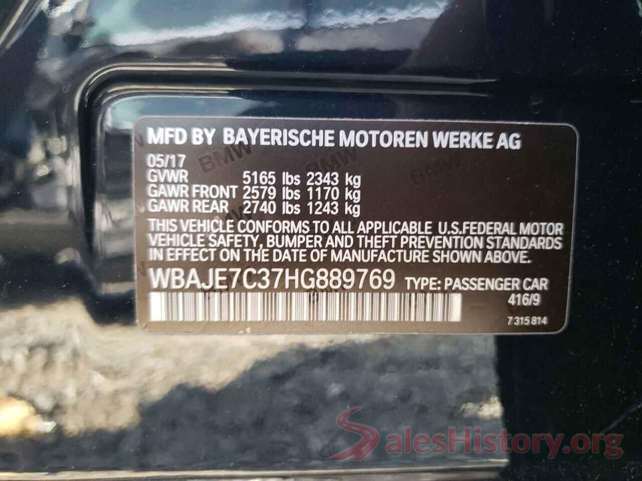 WBAJE7C37HG889769 2017 BMW 5 SERIES