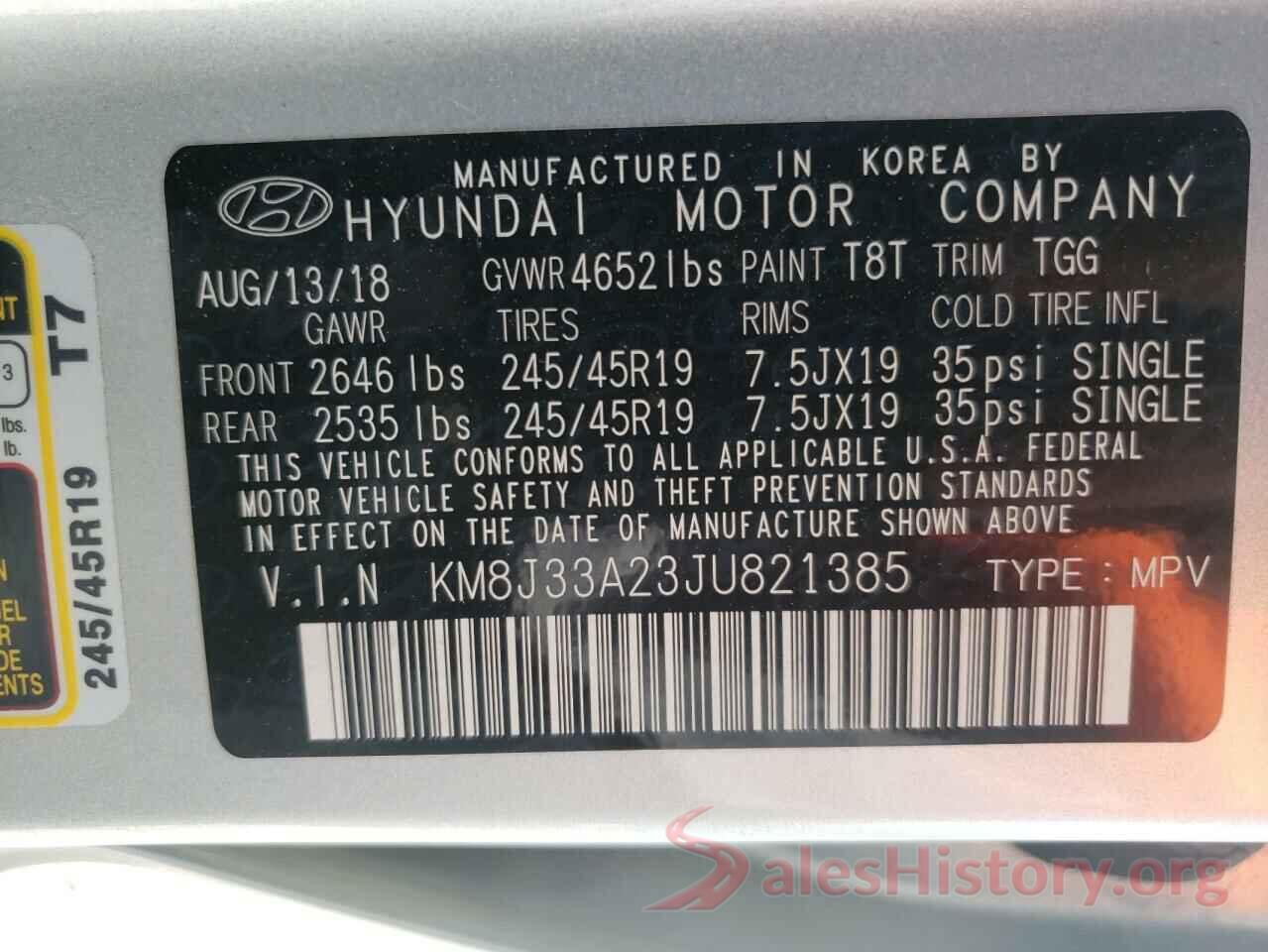 KM8J33A23JU821385 2018 HYUNDAI TUCSON