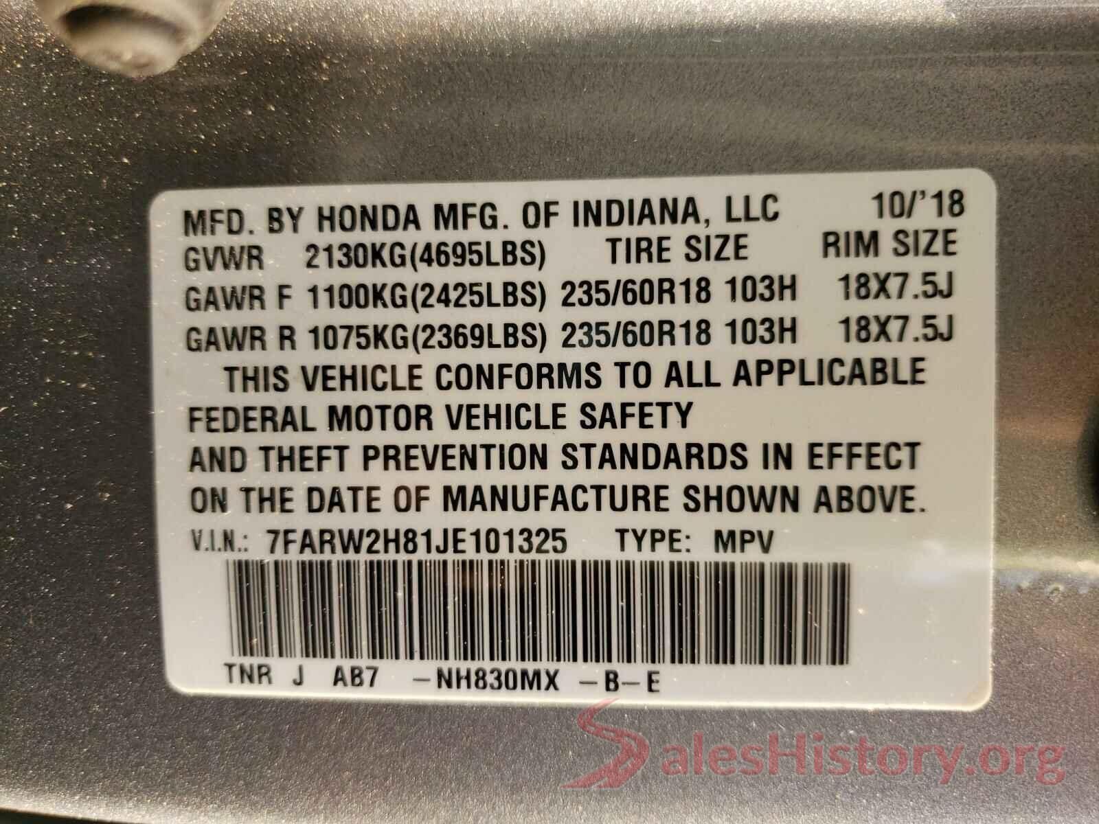 7FARW2H81JE101325 2018 HONDA CRV