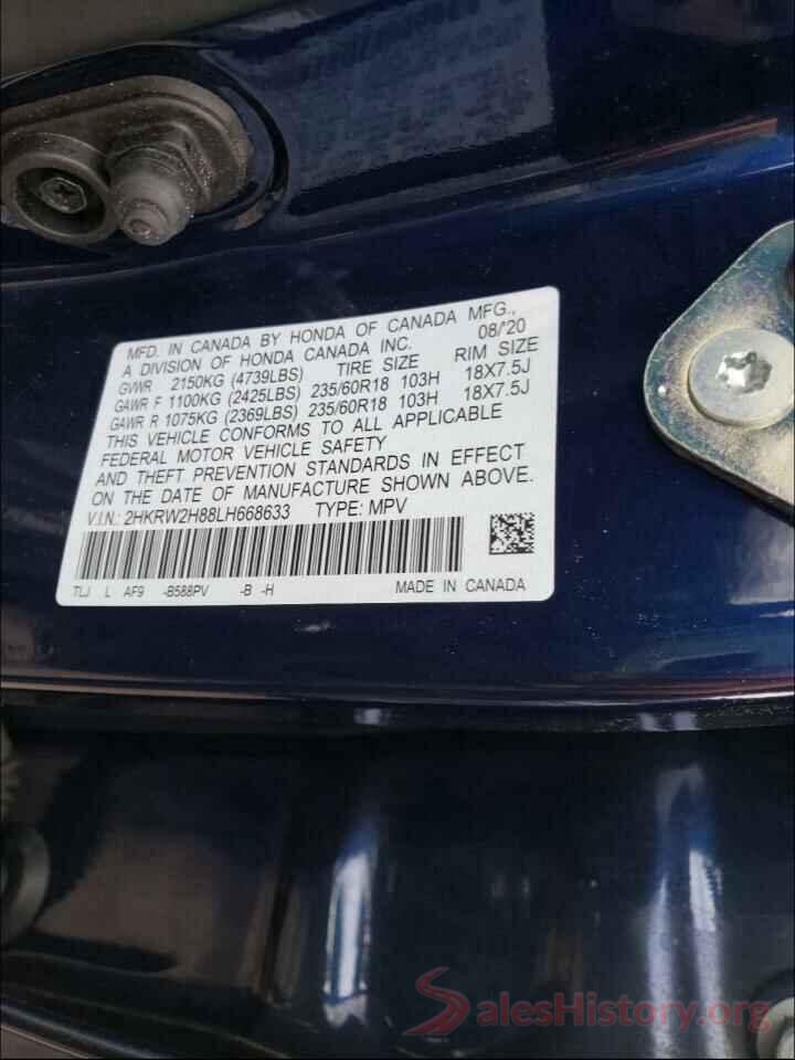 2HKRW2H88LH668633 2020 HONDA CRV