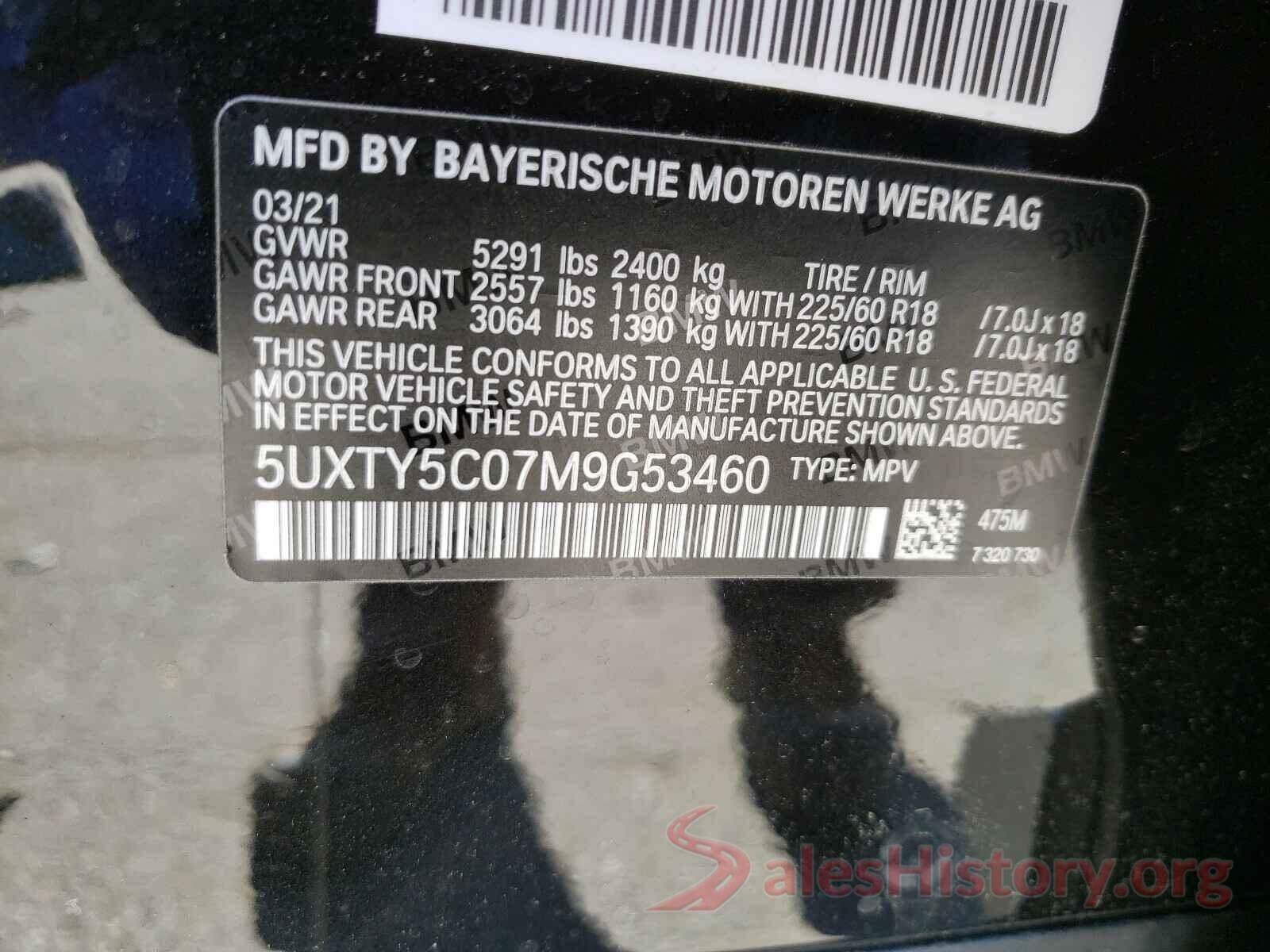 5UXTY5C07M9G53460 2021 BMW X3