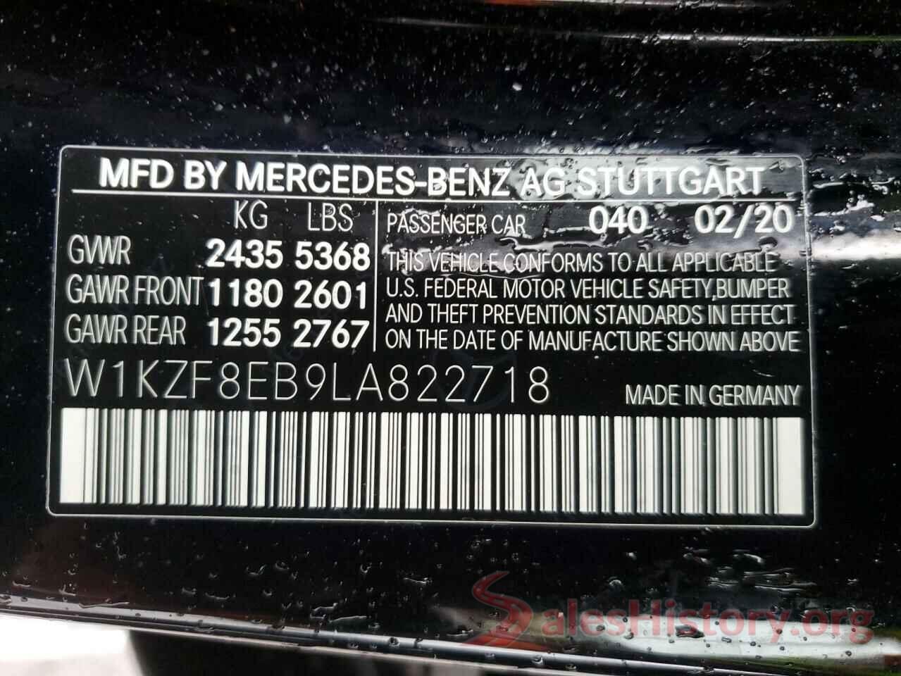 W1KZF8EB9LA822718 2020 MERCEDES-BENZ E-CLASS