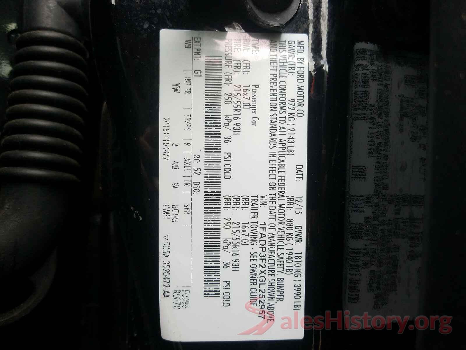 1FADP3F2XGL252957 2016 FORD FOCUS